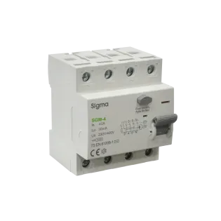 Sigma SGM4040030, SGM-4, 40 Amper, 30mA, AC Tip, Kaçak Akım Koruma Rölesi, 4 Kutuplu (3 Faz+Nötr)