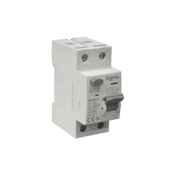 Sigma SHM2025300, SHM-2, 25 Amper, 300mA, AC Tip, Kaçak Akım Koruma Rölesi, 2 Kutuplu (1 Faz+Nötr)