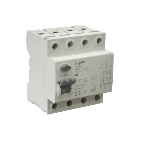 Sigma SKM4040030, SKM-4, 40 Amper, 30mA, B Tip, Kaçak Akım Koruma Rölesi, 4 Kutuplu (3 Faz+Nötr)