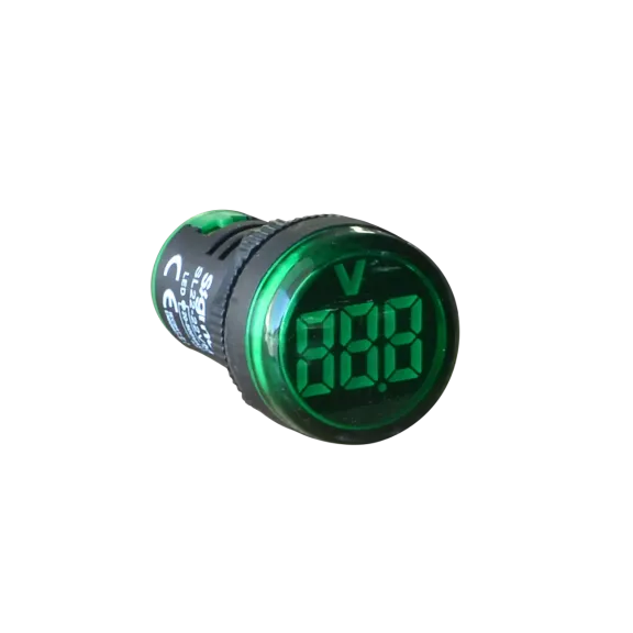 Sigma SL22-22VMG, Yeşil, Ledli, Voltmetre Fonksiyon Göstergeli Sinyal Lambası, 50-500 Volt AC, 22mm, SL22-22VM