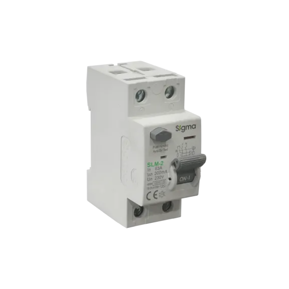 Sigma SLM2063300, SLM-2, 63 Amper, 300mA, A Tip, Kaçak Akım Koruma Rölesi, 2 Kutuplu (1 Faz+Nötr)