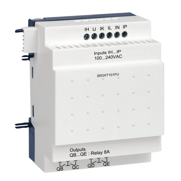 Schneider Electric SR3XT101FU, Zelio Logic, Modüler Akıllı Röleler için Genişletme Modülü, 6 Dijital Giriş, 4 Röle Çıkış, 100-240 Volt AC