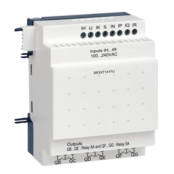 Schneider Electric SR3XT141FU, Zelio Logic, Modüler Akıllı Röleler için Genişletme Modülü, 8 Dijital Giriş, 6 Röle Çıkış, 100-240 Volt AC
