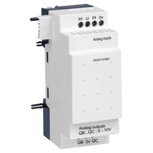 Schneider Electric SR3XT43BD, Zelio Logic, Modüler Akıllı Röleler için Genişletme Modülü, 2 Analog Giriş, 2 Analog Çıkış, 24 Volt DC