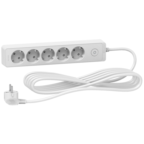 Schneider Electric ST9455W, Unica, Beşli Grup Priz, 5mt Kablolu, Anahtarlı, Beyaz
