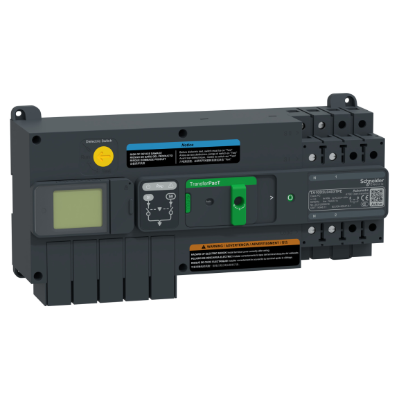 Schneider Electric TA10D2L0403TPE, TransferPacT, 40 Amper, 2 Kutuplu, Aktif Otomatik Transfer Şalteri, TA10, LCD Ekranlı
