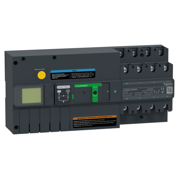 Schneider Electric TA16D4L1004TPE, TransferPacT, 100 Amper, 4 Kutuplu, Aktif Otomatik Transfer Şalteri, TA16, LCD Ekranlı