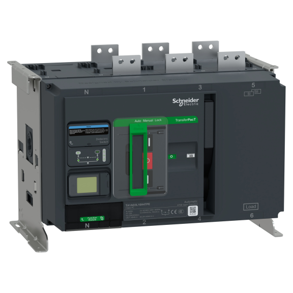 Schneider Electric TA1AD3L8004TPE, TransferPacT, 800 Amper, 3 Kutuplu, Aktif Otomatik Transfer Şalteri, TA1A, LCD Ekranlı