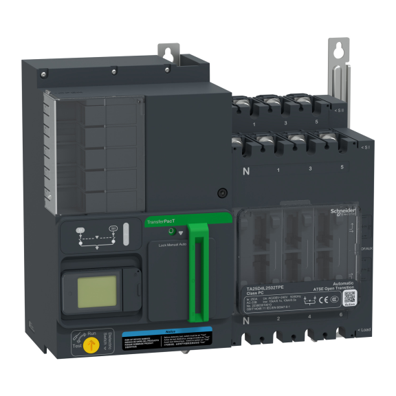 Schneider Electric TA25D4L2502TPE, TransferPacT, 250 Amper, 4 Kutuplu, Aktif Otomatik Transfer Şalteri, TA25, LCD Ekranlı