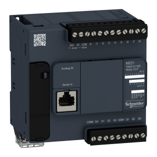 Schneider Electric TM221C16R, Modicon M221, Kompakt Tip Programlanabilir Lojik Kontrolör(PLC), 9 Dijital Giriş, 7 Röle Çıkış, 2 Analog Çıkış, 100-240 Volt AC