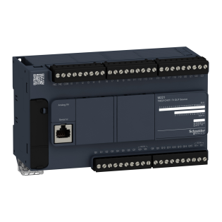 Schneider Electric TM221C40T, Modicon M221, Kompakt Tip Programlanabilir Lojik Kontrolör(PLC), 24 Dijital Giriş, 16 Transistör Çıkış, 2 Analog Çıkış, 24 Volt DC
