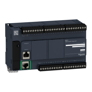 Schneider Electric TM221CE40R, Modicon M221, Kompakt Tip Programlanabilir Lojik Kontrolör(PLC), 24 Dijital Giriş, 16 Röle Çıkış, 2 Analog Çıkış, 100-240 Volt AC, Ethernetli