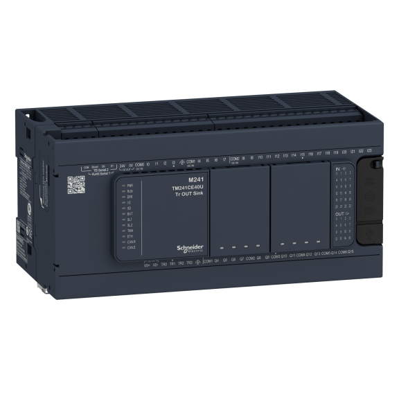 Schneider Electric TM241C40R, Modicon M241, Kompakt Tip Programlanabilir Lojik Kontrolör(PLC), 24 Dijital Giriş, 16 Röle Çıkış, 100-240 Volt AC
