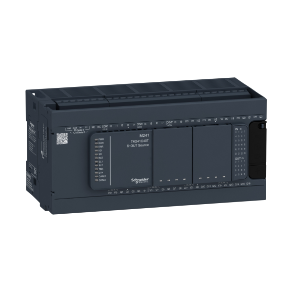 Schneider Electric TM241C40T, Modicon M241, Kompakt Tip Programlanabilir Lojik Kontrolör(PLC), 24 Dijital Giriş, 16 Transistör Çıkış, 24 Volt DC