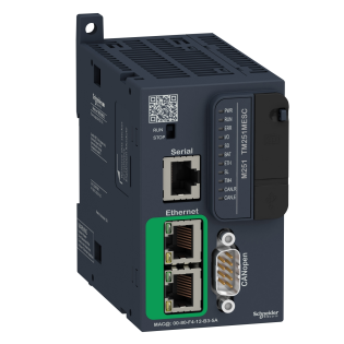 Schneider Electric TM251MESC, Modicon M251, Programlanabilir Lojik Kontrolör(PLC), 24 Volt DC, CanOpen, Ethernet, Serial