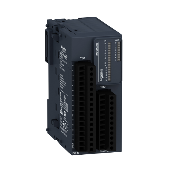 Schneider Electric TM3DM24R, Modicon TM3, Programlanabilir Lojik Kontrolörler için Dijital Çıkış Modülü, 16 Dijital Giriş, 8 Röle Çıkış