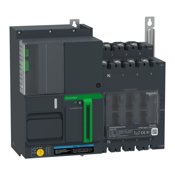 Schneider Electric TR25D4R1604TPE, TransferPacT, 160 Amper, 4 Kutuplu, Remote Otomatik Transfer Şalteri, TR25, LCD Ekranlı, Uzaktan Konrollü