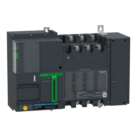 Schneider Electric TR80D3R8002TPE, TransferPacT, 800 Amper, 3 Kutuplu, Remote Otomatik Transfer Şalteri, TR80, LCD Ekranlı, Uzaktan Konrollü