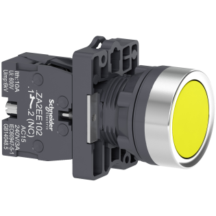 Schneider Electric XA2EA51, Harmony Stil 2, Sarı, Yaylı Buton, 1NA, 22mm