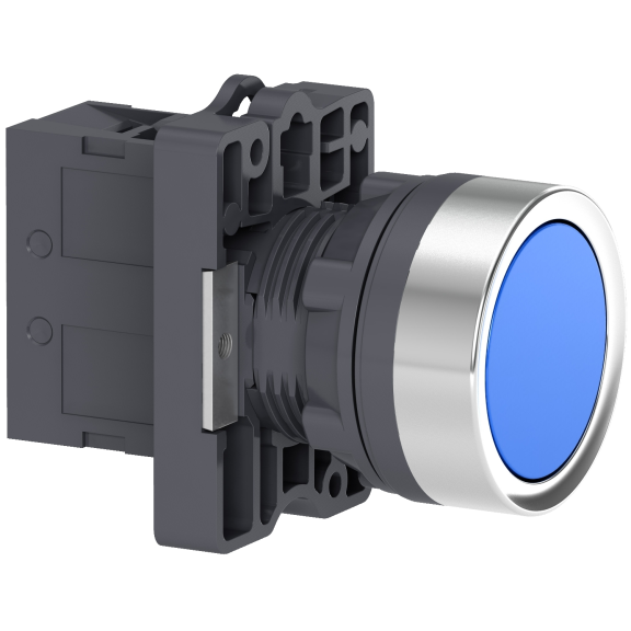 Schneider Electric XA2EA61, Harmony Stil 2, Mavi, Yaylı Buton, 1NA, 22mm