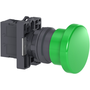 Schneider Electric XA2EC31, Harmony Stil 2, Yeşil, 40mm Mantar Kafalı Yaylı Buton, 1NA, 22mm