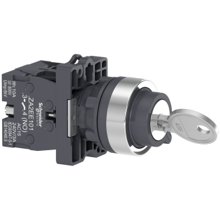 Schneider Electric XA2EG03, Harmony Stil 2, Siyah, Kilitli Mandal Buton, 1-0-2 Konumlu, 2NA, 22mm