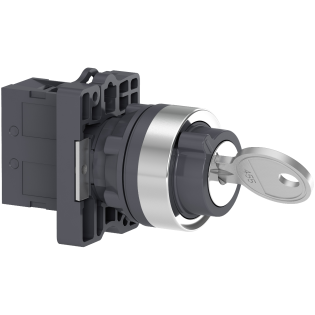 Schneider Electric XA2EG21, Harmony Stil 2, Siyah, Kilitli Mandal Buton, 0-1 Konumlu, 1NA, 22mm