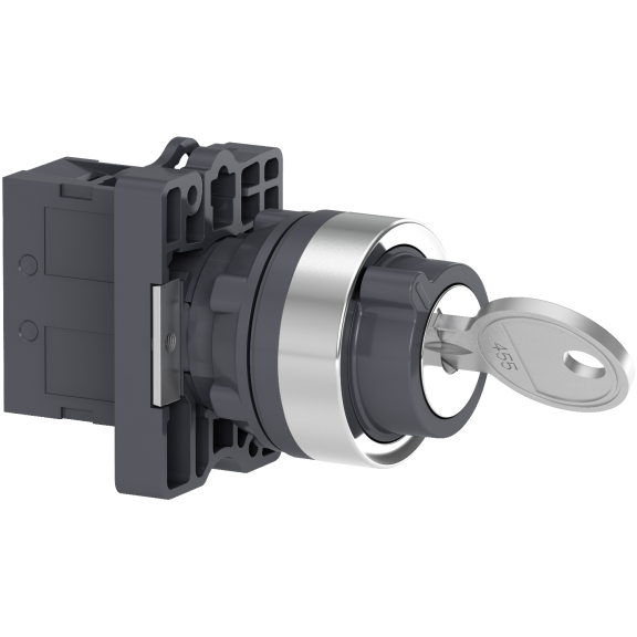 Schneider Electric XA2EG21, Harmony Stil 2, Siyah, Kilitli Mandal Buton, 0-1 Konumlu, 1NA, 22mm