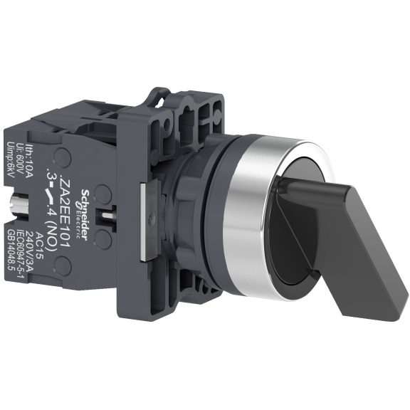 Schneider Electric XA2EJ53, Harmony Stil 2, Siyah, Geri Dönüşlü Uzun Mandallı Buton, 1-0-2 Konumlu, 2NA, 22mm