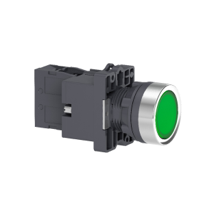 Schneider Electric XA2EW33B1, Harmony Stil 2, Yeşil, Işıklı Yaylı Buton, 24 Volt AC/DC, 1NA, 22mm