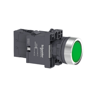 Schneider Electric XA2EW33M1, Harmony Stil 2, Yeşil, Işıklı Yaylı Buton, 230 Volt AC, 1NA, 22mm