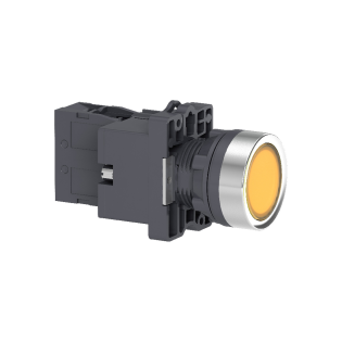 Schneider Electric XA2EW35B1, Harmony Stil 2, Sarı, Işıklı Yaylı Buton, 24 Volt AC/DC, 1NA, 22mm