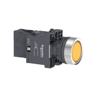 Schneider Electric XA2EW35M1, Harmony Stil 2, Sarı, Işıklı Yaylı Buton, 230 Volt AC, 1NA, 22mm