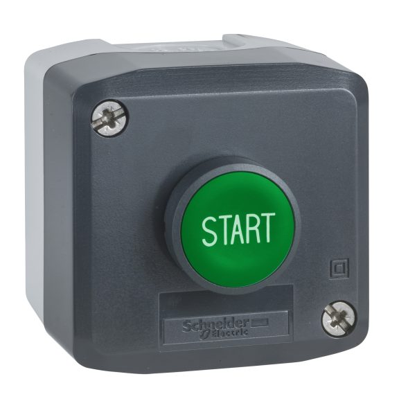 Schneider Electric XALD103, Harmony XALD, Yeşil Üzerine Start Yazılı, Kutulu Yaylı Buton, 1NA