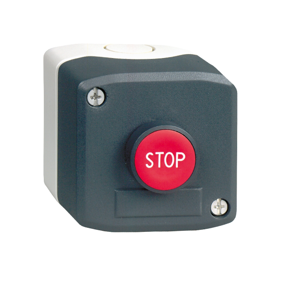 Schneider Electric XALD114, Harmony XALD, Kırmızı Üzerine Stop Yazılı, Kutulu Yaylı Buton, 1NK