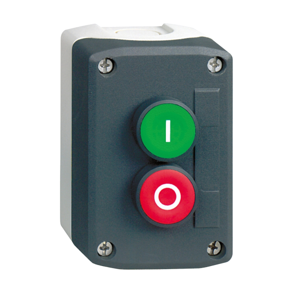 Schneider Electric XALD213, Harmony XALD, Yeşil I İşaretli ve Kırmızı O İşaretli, 2 Adet Yaylı Butonlu Buton Kutusu, 1NA+1NK