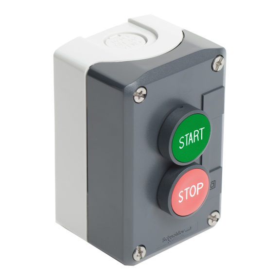 Schneider Electric XALD215, Harmony XALD, Yeşil Start Yazılı ve Kırmızı Stop Yazılı, 2 Adet Yaylı Butonlu Buton Kutusu, 1NA+1NK