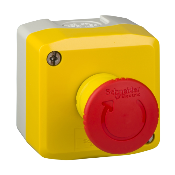 Schneider Electric XALK178, Harmony XALD, 40mm Mantar Kafalı, Kutulu Acil Stop Butonu, 1NK