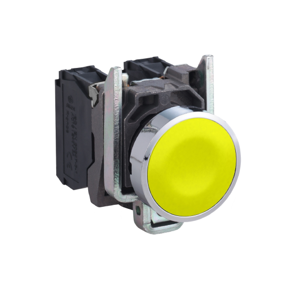 Schneider Electric XB4BA51, Harmony Stil 4, Sarı, Yaylı Buton, 1NA, 22mm
