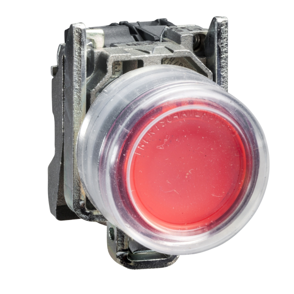 Schneider Electric XB4BP42, Harmony Stil 4, Kırmızı, Kılıflı Yaylı Buton, 1NK, 22mm