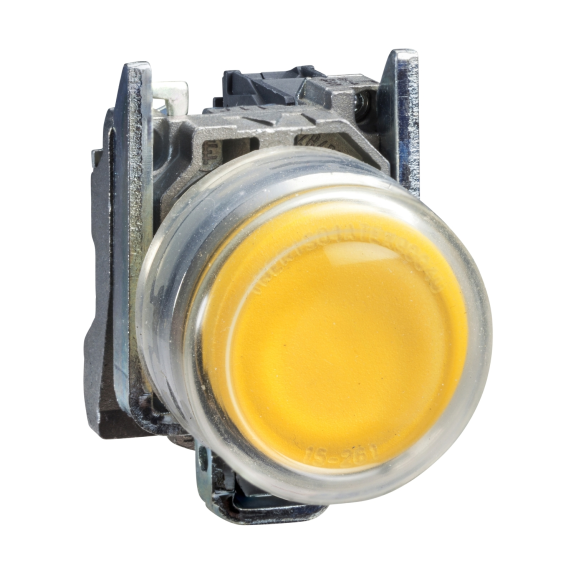 Schneider Electric XB4BP51, Harmony Stil 4, Sarı, Kılıflı Yaylı Buton, 1NA, 22mm