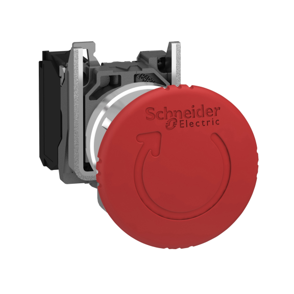 Schneider Electric XB4BS8442, Harmony Stil 4, Kırmızı, 40mm Mantar Kafalı Acil Stop Butonu, 1NK, 22mm