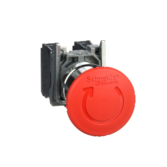Schneider Electric XB4BS8445, Harmony Stil 4, Kırmızı, 40mm Mantar Kafalı Acil Stop Butonu, 1NA+1NK, 22mm