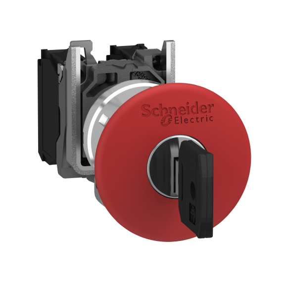 Schneider Electric XB4BS9442, Harmony Stil 4, Kırmızı, 40mm Mantar Kafalı Kilitli Acil Stop Butonu, 1NK, 22mm