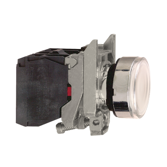 Schneider Electric XB4BW3165, Harmony Stil 4, Beyaz, Işıklı Yaylı Buton, Ampülsüz, 1NA+1NK, 22mm