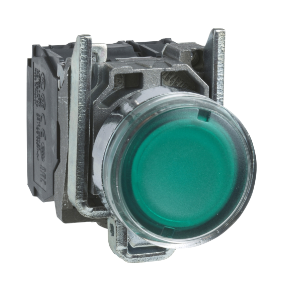 Schneider Electric XB4BW3365, Harmony Stil 4, Yeşil, Işıklı Yaylı Buton, Ampülsüz, 1NA+1NK, 22mm