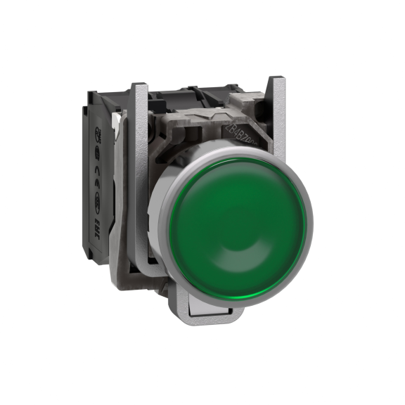Schneider Electric XB4BW33B5, Harmony Stil 4, Yeşil, Işıklı Yaylı Buton, 24 Volt AC/DC, 1NA+1NK, 22mm