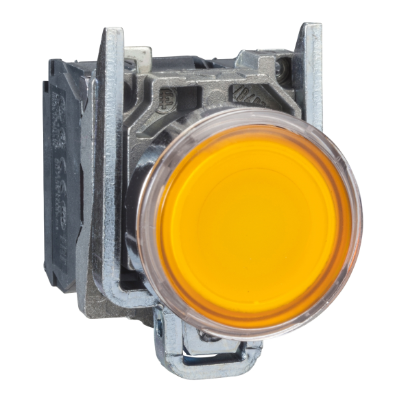 Schneider Electric XB4BW3565, Harmony Stil 4, Sarı, Işıklı Yaylı Buton, Ampülsüz, 1NA+1NK, 22mm