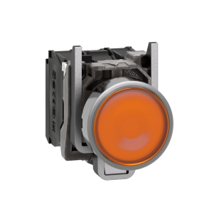 Schneider Electric XB4BW35B5, Harmony Stil 4, Sarı, Işıklı Yaylı Buton, 24 Volt AC/DC, 1NA+1NK, 22mm