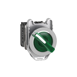 Schneider Electric XB4FK123B5, Harmony Plus Stil 4, Yeşil, Işıklı Mandal Buton, 0-1 Konumlu, 24 Volt AC/DC, 1NA+1NK, 30mm